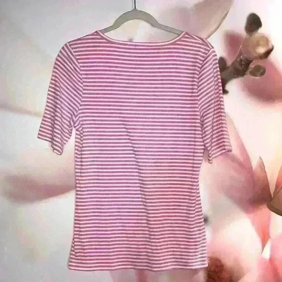 J Crew Striped Lightweight Short Half Sleeve Shirt Top size medium - Picture 5 of 9